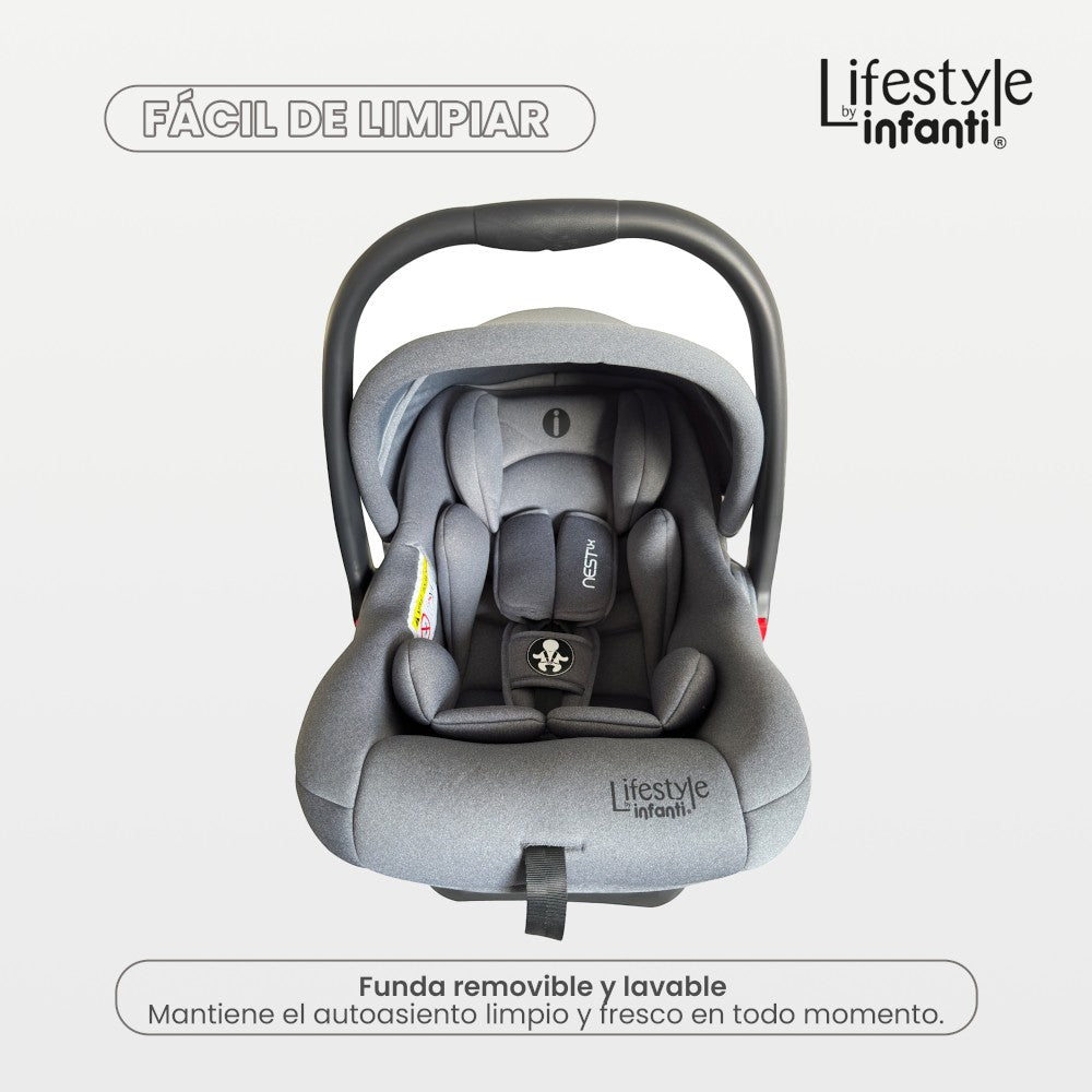 Autoasiento Nest LX Porta Bebé Color Gris Con Base Para Carro