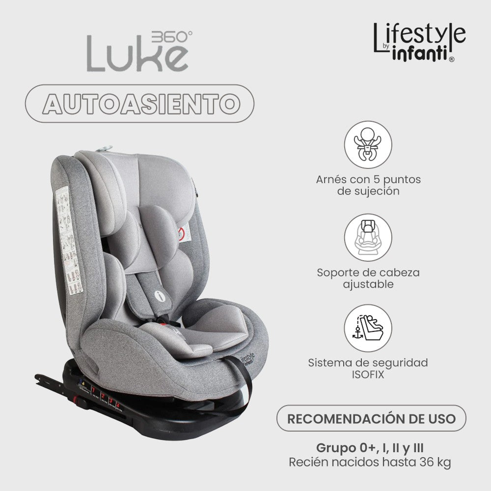 Autoasiento Luke 360° Lifestyle by Infanti Sistema de Anclaje Isofix