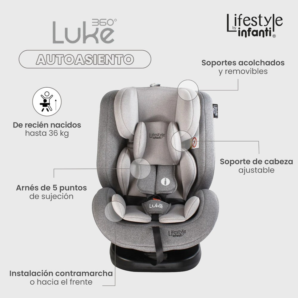 Autoasiento Luke 360° Lifestyle by Infanti Sistema de Anclaje Isofix