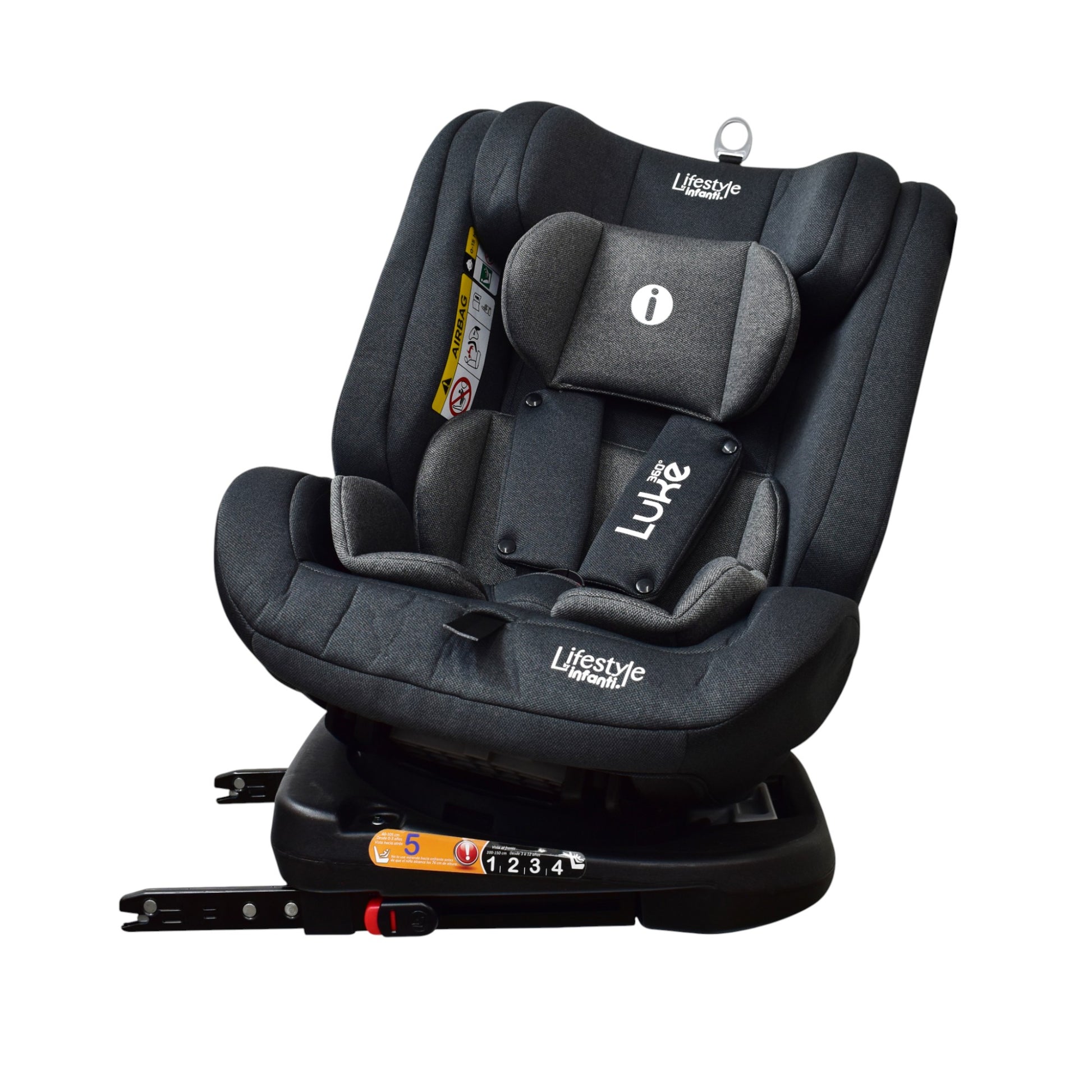 Autoasiento Para Carro Con Giro 360° Seguridad Isofix Luke Gris Oxford