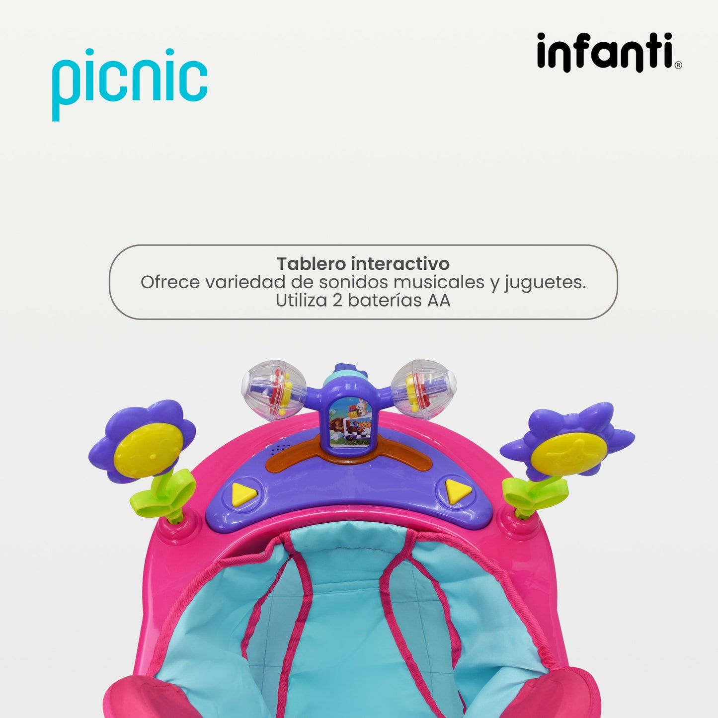 Andadera Picnic Infanti Plegable Para Bebé Con Barra De Empuje
