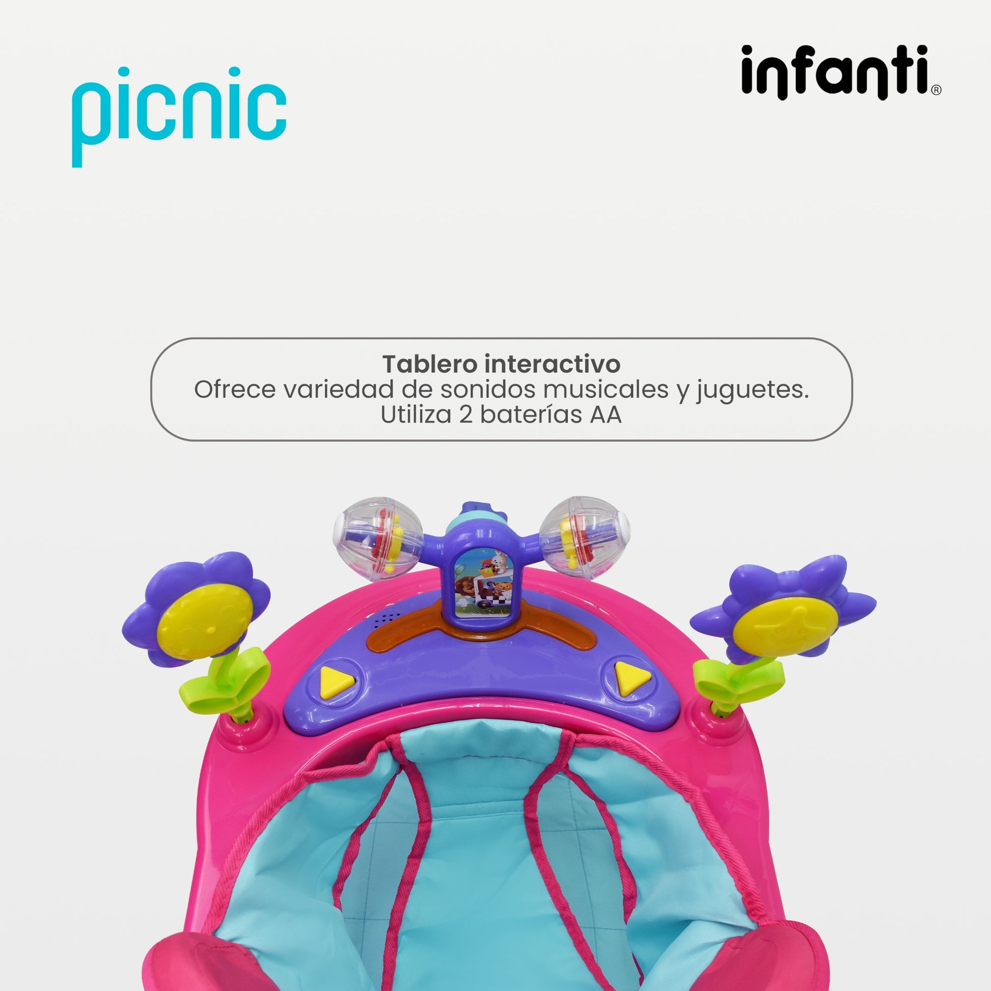 Andadera Picnic Infanti Plegable Para Bebé Con Barra De Empuje