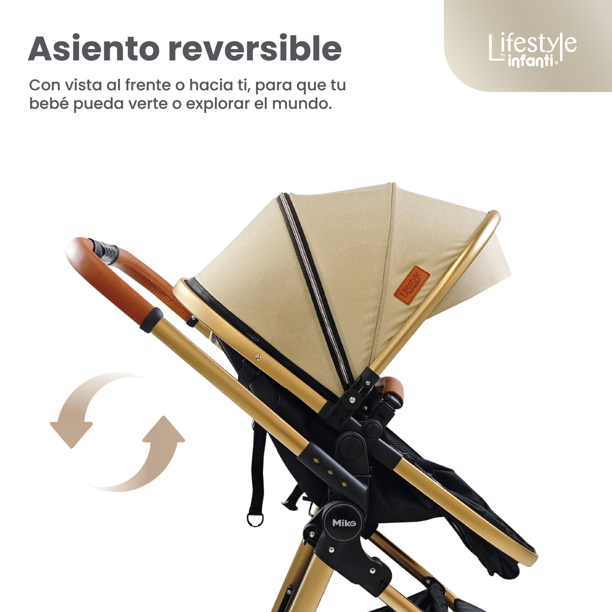 Carriola Travel System Mike Con Bambineto Reversible y Portabebé Grupo 0+