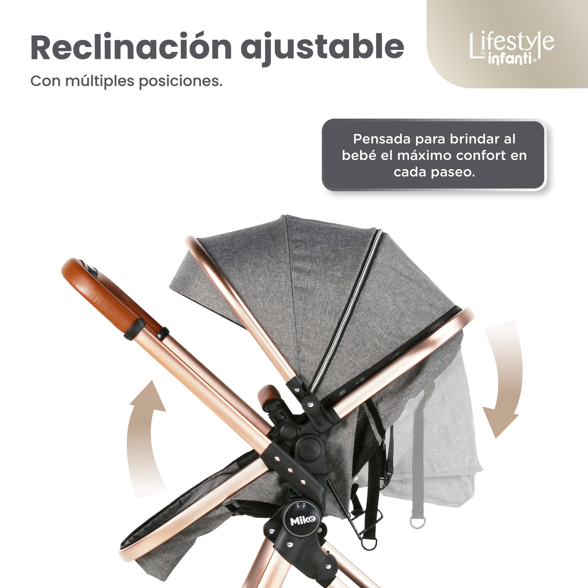 Carriola Travel System Mike Con Bambineto Reversible y Portabebé Grupo 0+