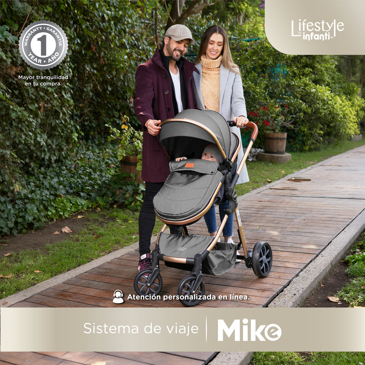 Carriola Travel System Mike Con Bambineto Reversible y Portabebé Grupo 0+