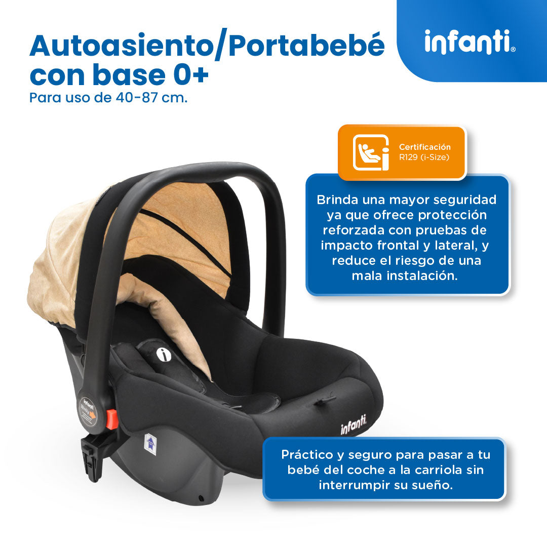 Carriola Travel System Welly Negro Con Portabebé y Asiento Reversible