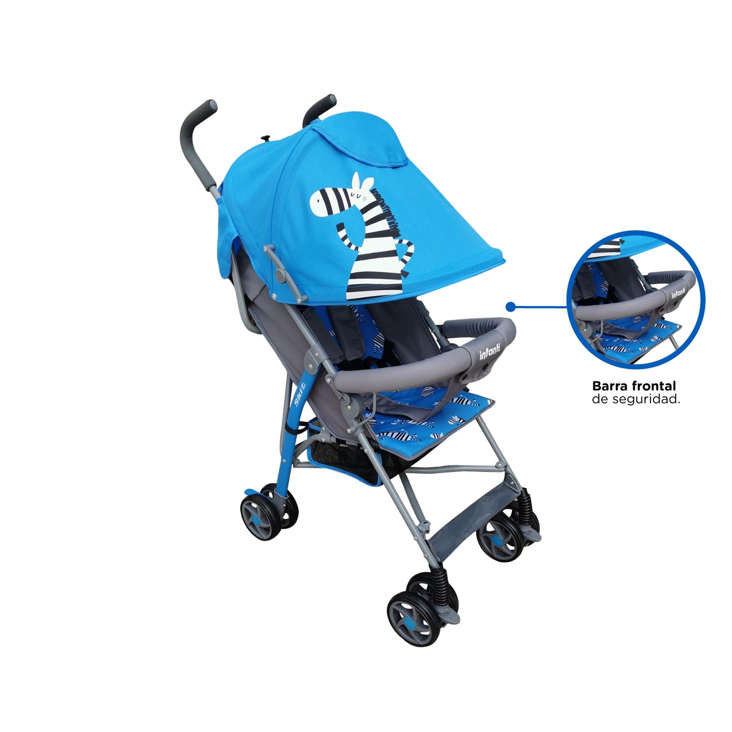 Carriola Infanti Skit Zebra: Plegable Reclinable Y Con Toldo Completo