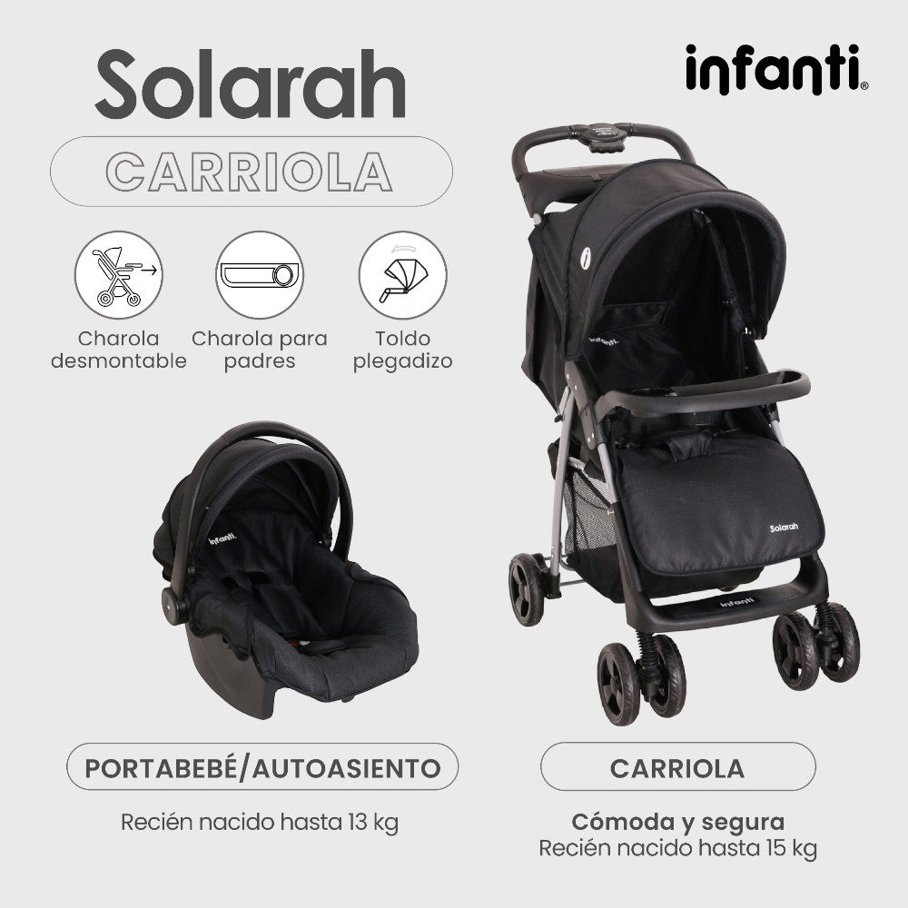 Infanti Carriola Sistema De Viaje Solarah Plegable Con Portabebé