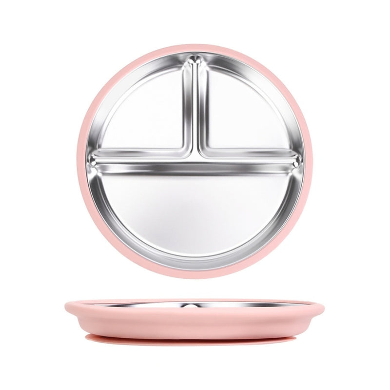 Plato De Acero Inoxidable Con Base De Succión Silicón Divisiones Y Diseño Térmico