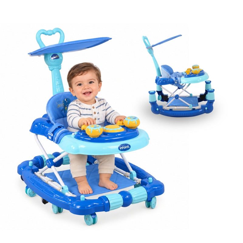 Andadera Step And Rock Mecedora Infanti Con Charola Electrónica Barra de Empuje