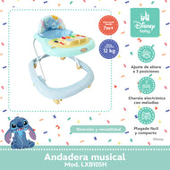 Andadera Musical Para Bebé Stitch Disney Baby Altura Ajustable