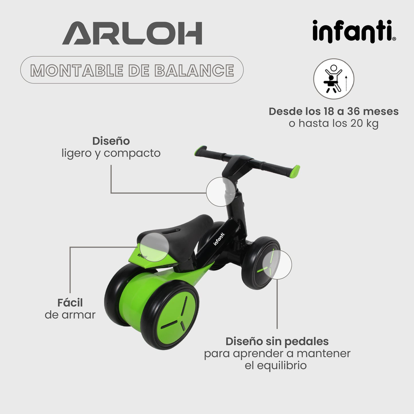 Montable De Balance Arloh Para Bebe Entrenador Sin Pedales