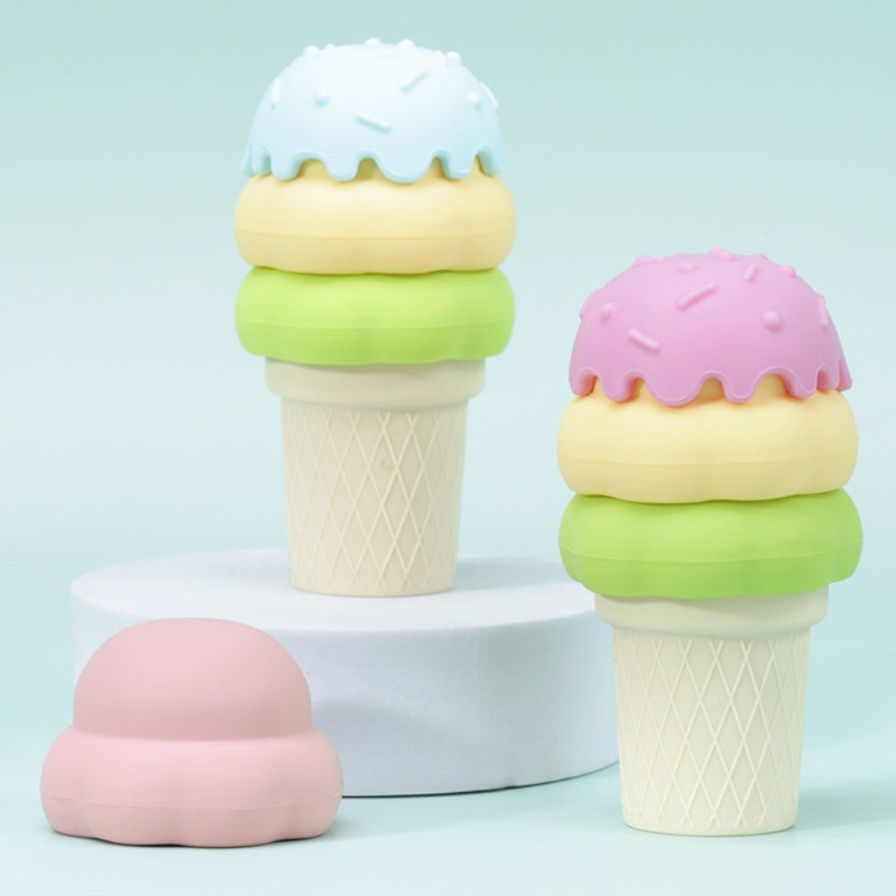 Juguete De Silicón Con Diseño De Helado Colorido Apilable