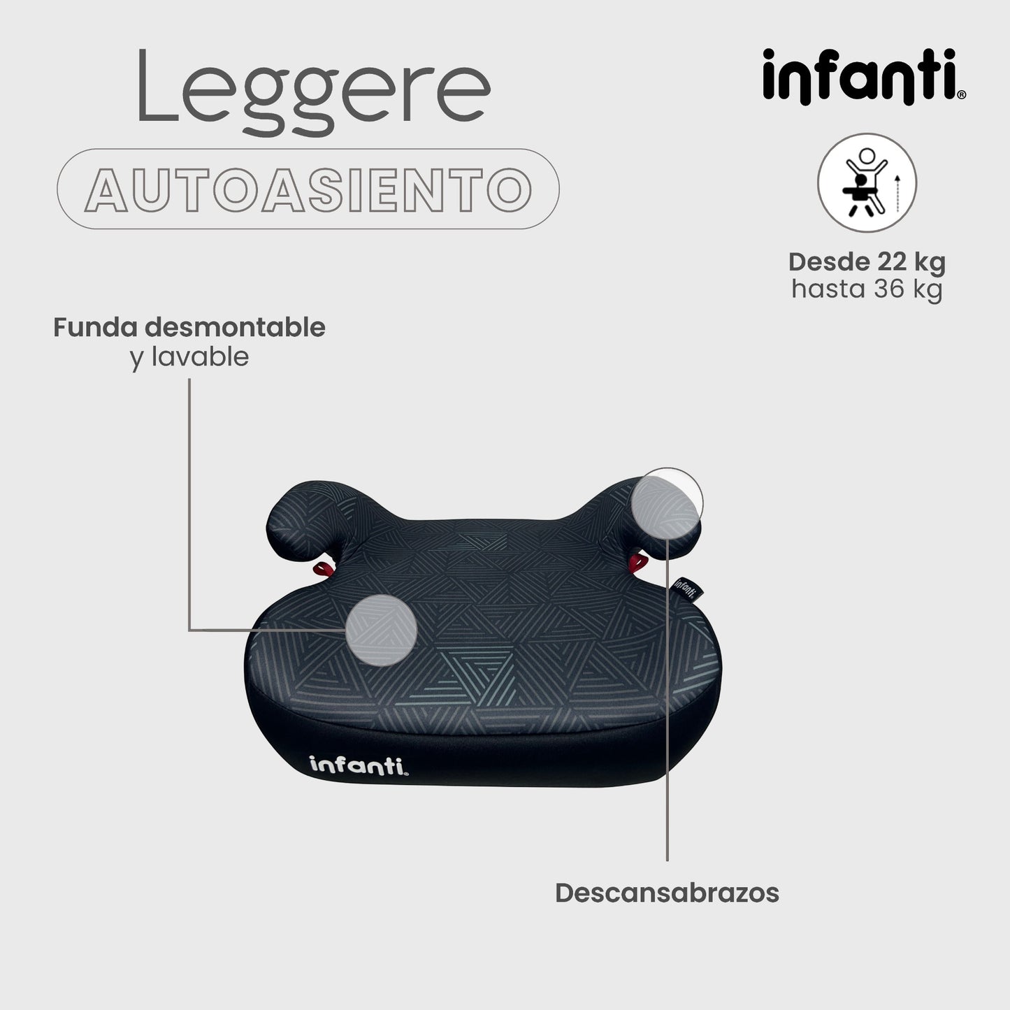 Autoasiento Tipo Booster Grupo III Con Descansabrazos Leggere