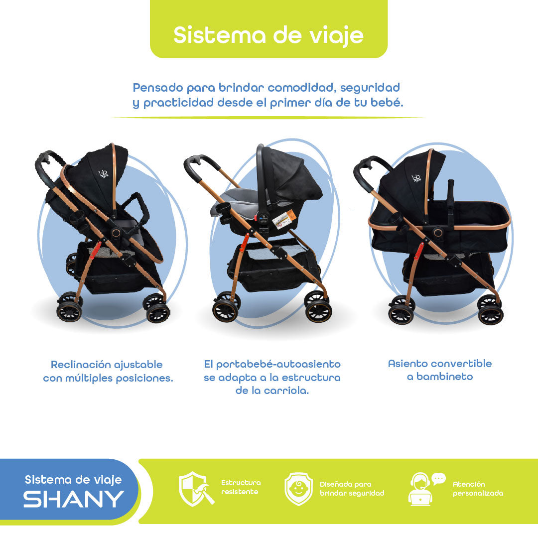 Carriola Shany Para Bebé Con Travel System Versátil Y Seguro