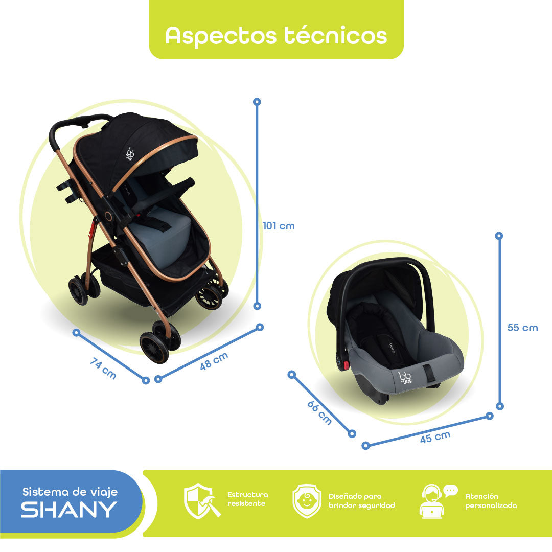 Carriola Shany Para Bebé Con Travel System Versátil Y Seguro