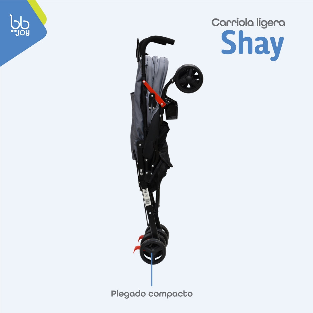 BB Joy Carriola Shay Ligera Plegable Gris Con Barra Y Toldo
