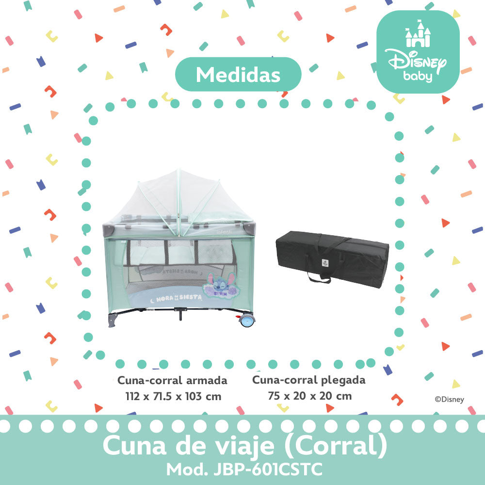 Cuna de Viaje Disney Con 2 Niveles de Altura y Cambiador Desmontable