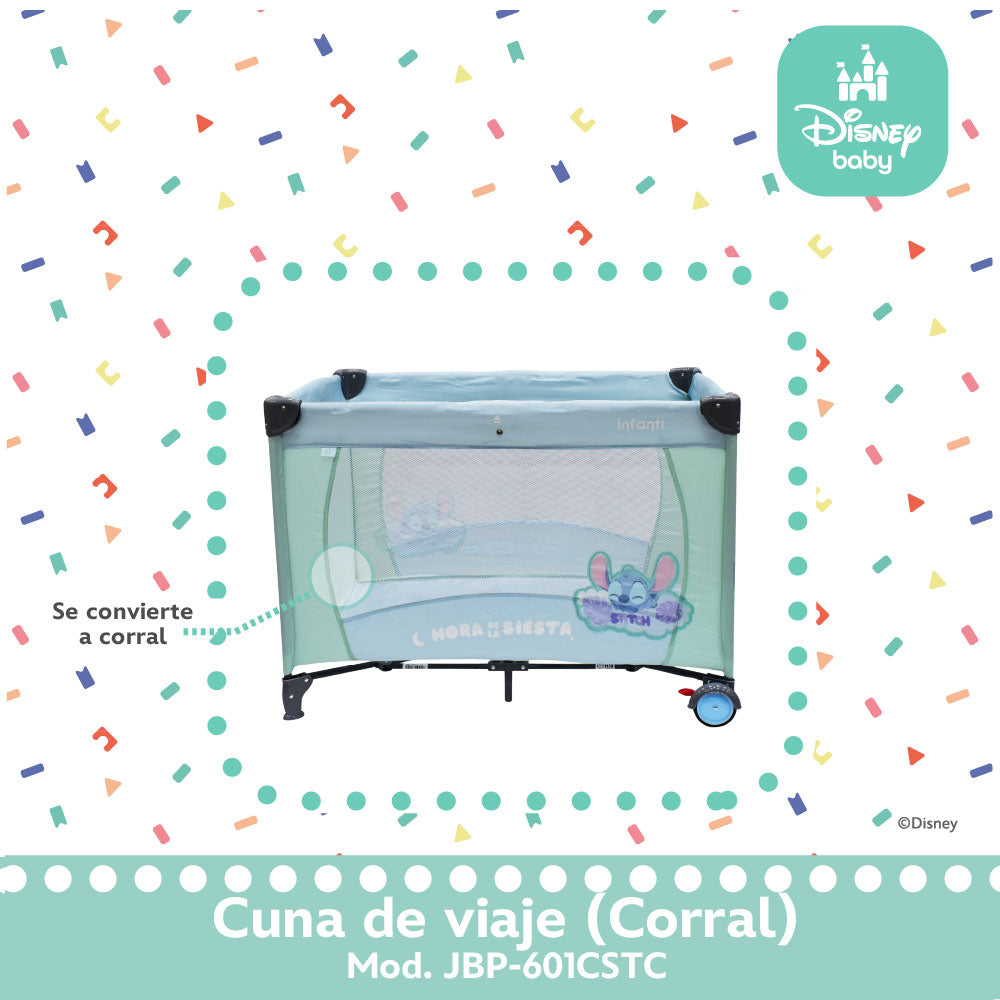 Cuna de Viaje Disney Con 2 Niveles de Altura y Cambiador Desmontable