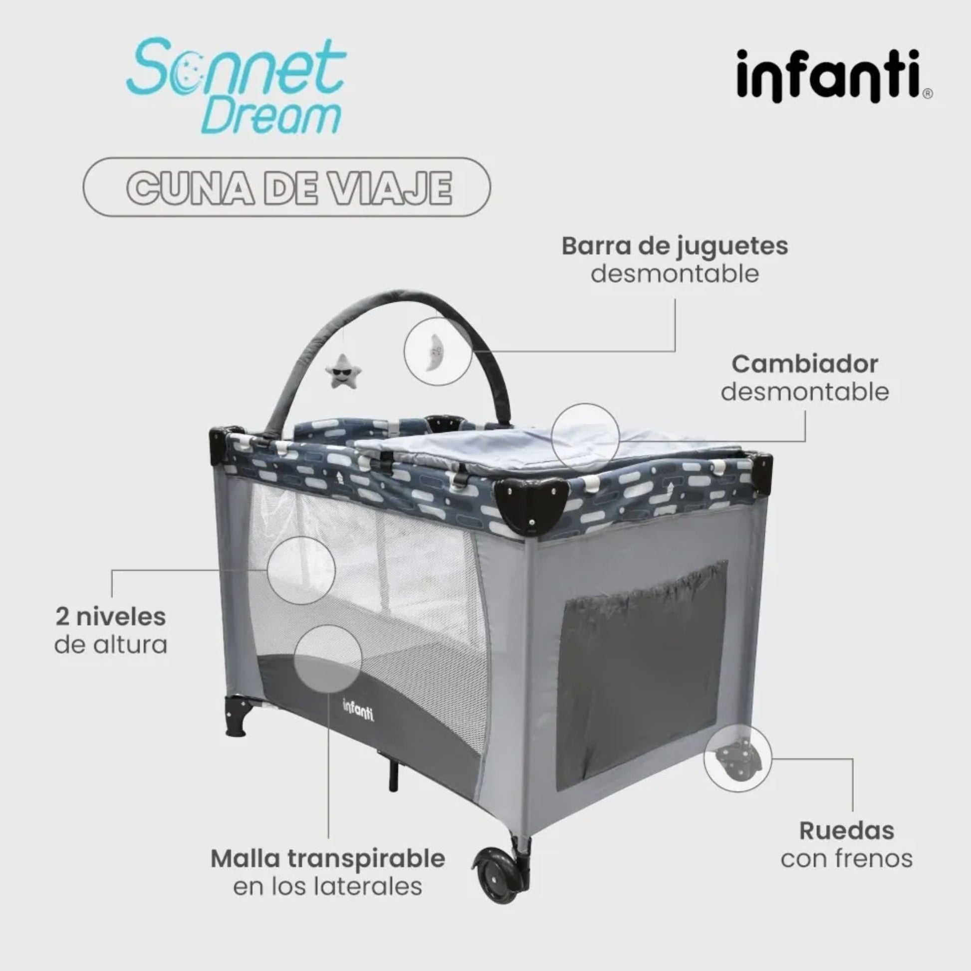 Carriola Ligera Práctica Owen + Cuna De Viaje Sonnet Dream