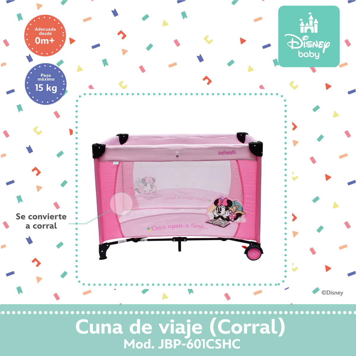 Cuna de Viaje Disney Con 2 Niveles de Altura y Cambiador Desmontable