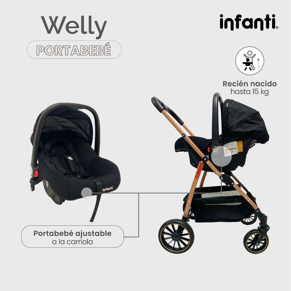 Infanti Carriola Sistema De Viaje Welly Convertible A Bambineto Color Gris