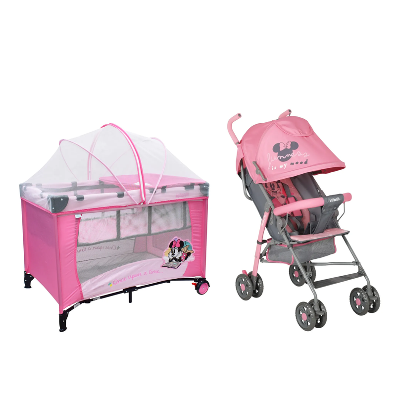 Set Carriola y Cuna Disney Home Club Minnie Rosa