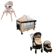 Set Carriola Con Sistema De Viaje Cuna Colecho y Silla Alta Disney Time Stitch