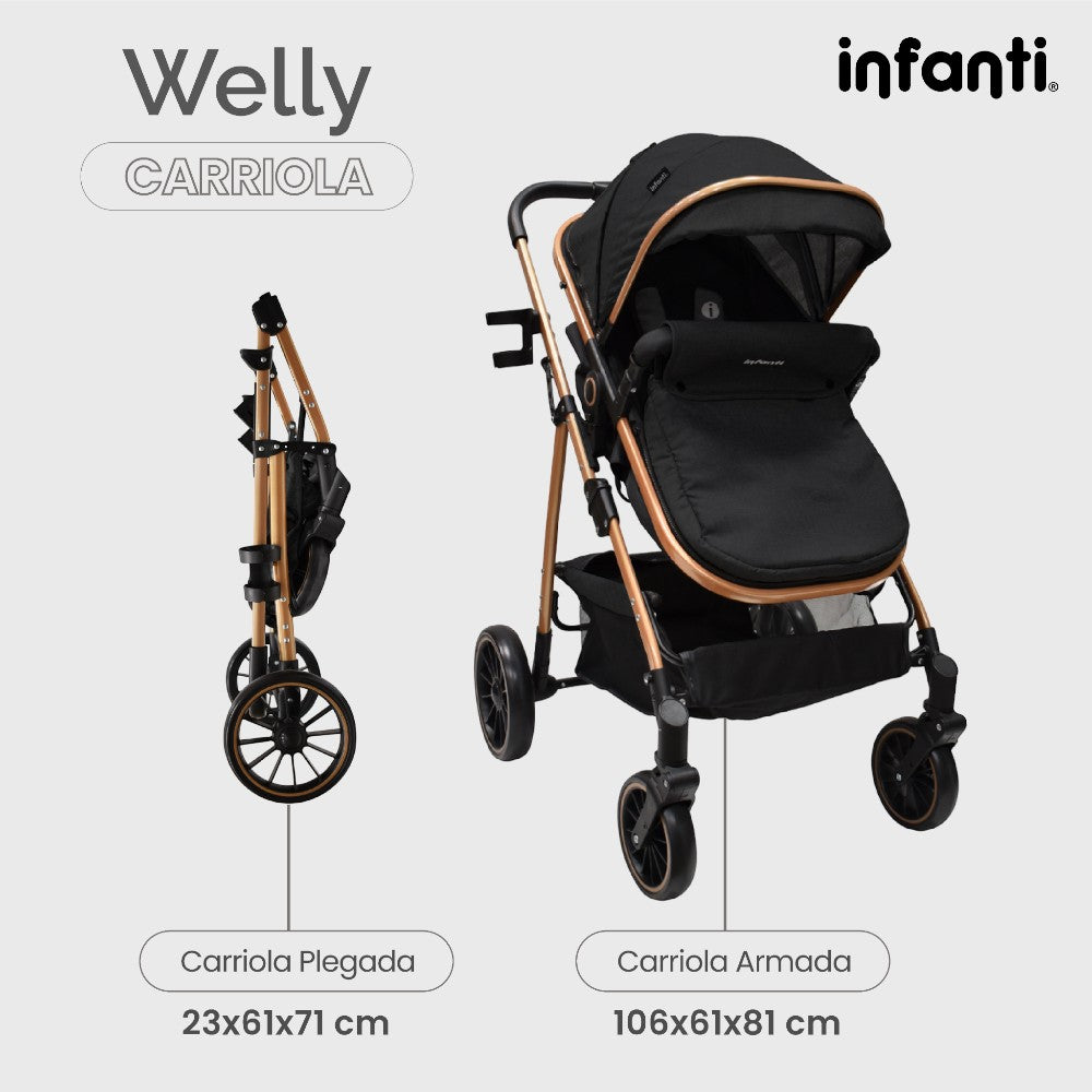 Infanti Carriola Sistema De Viaje Welly Convertible A Bambineto Color Gris
