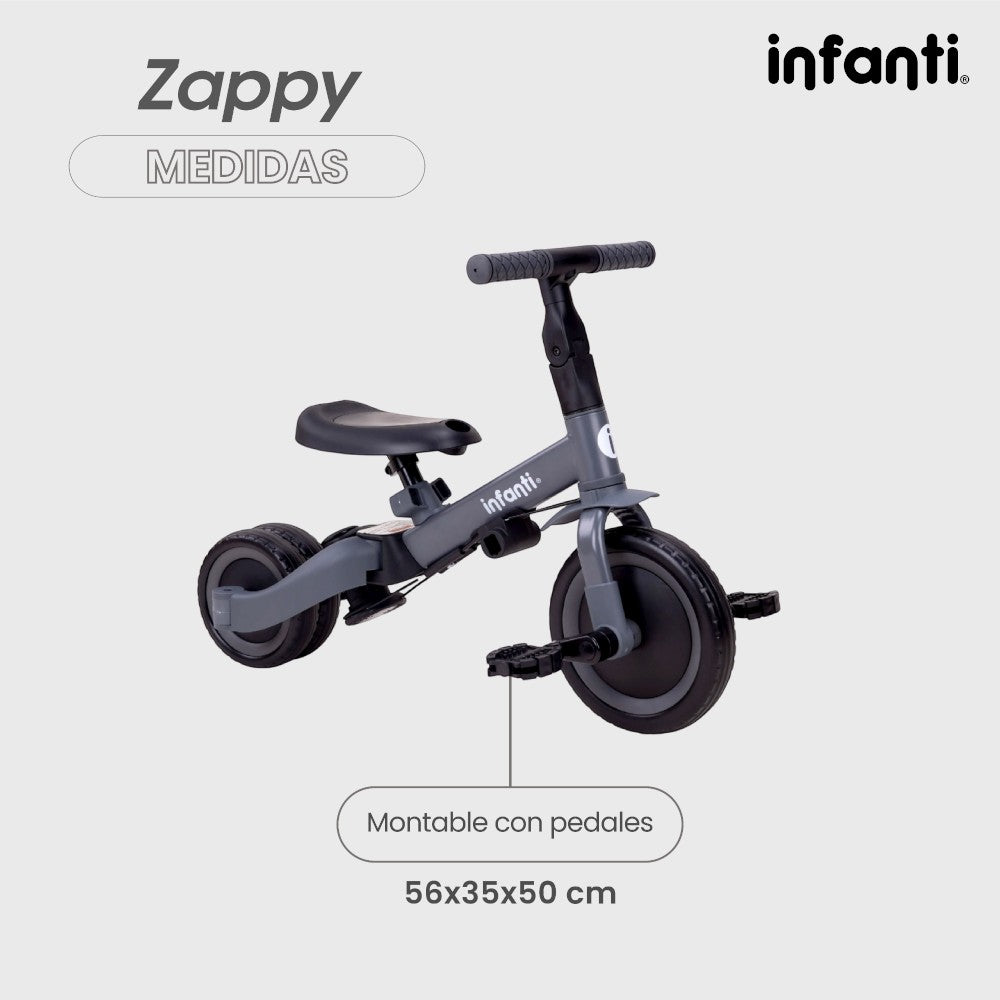 Infanti Triciclo Evolutivo 5 En 1 Zappy Con Barra De Empuje