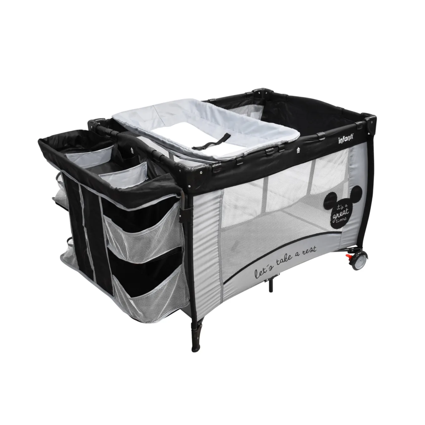 Set Carriola Con Sistema De Viaje Cuna Colecho y Silla Alta Disney Expressions Mickey Gris