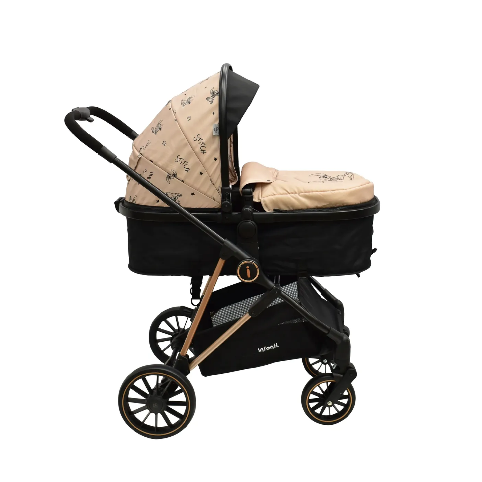 Set Carriola Con Sistema De Viaje Cuna Colecho y Silla Alta Disney Time Stitch