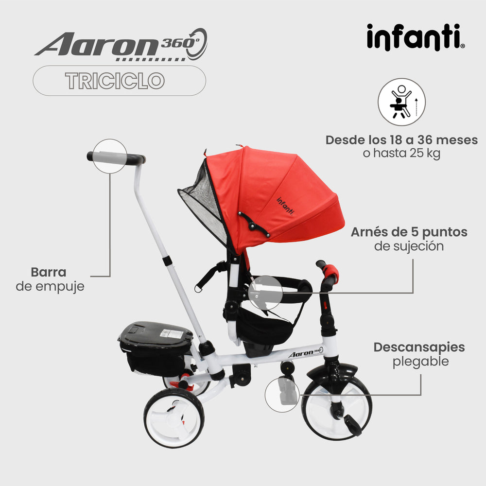Triciclo Infanti Aaron Asiento Giratorio 360°