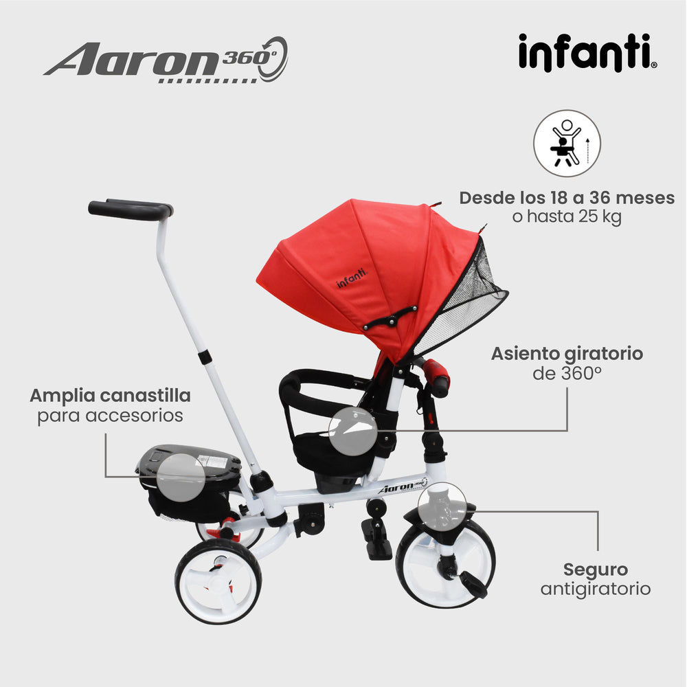 Triciclo Infanti Aaron Asiento Giratorio 360°