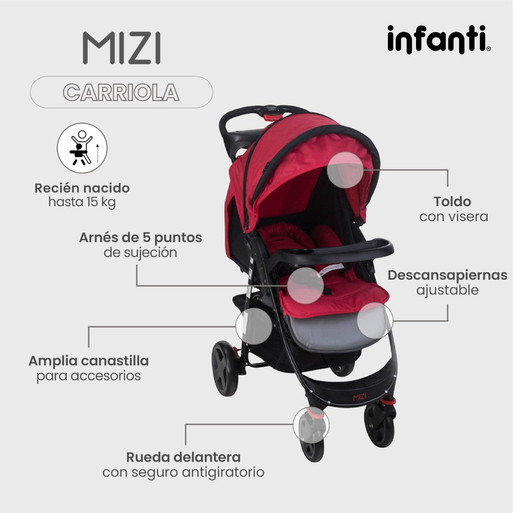 Infanti Carriola Sistema De Viaje Mizi Compacta Con Portabebé