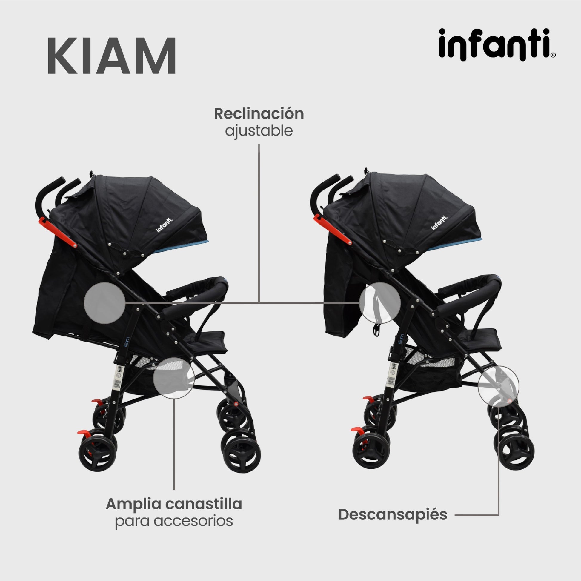 Carriola Para Bebe Kiam Compacta, Ligera, Plegable