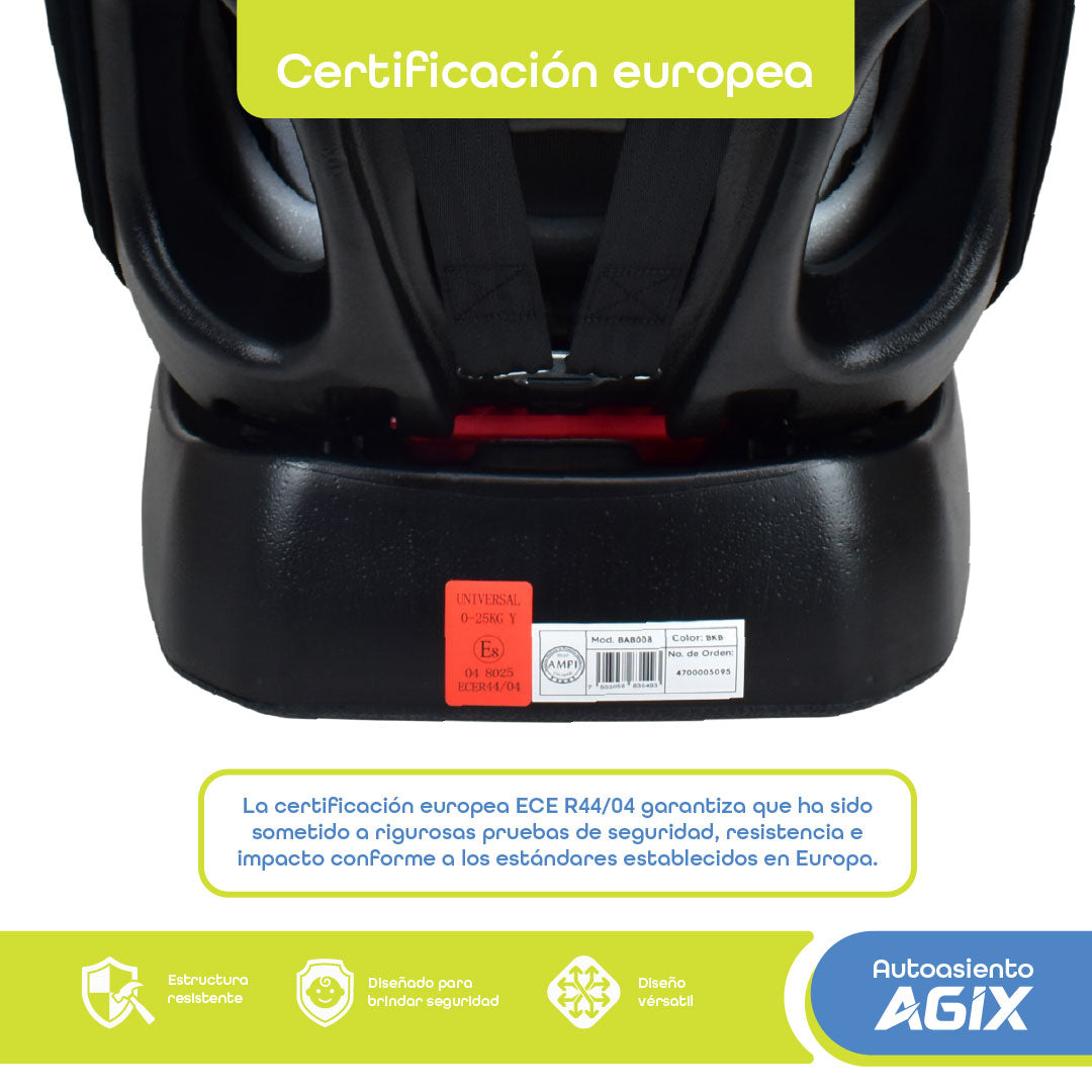 Autoasiento Evolutivo Agix Beige Con Negro Reclinable Con Arnés de 5 Puntos, BB Joy