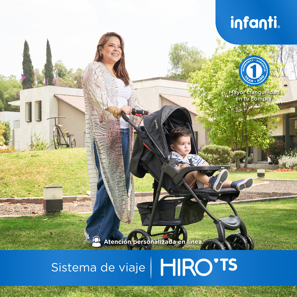 Carriola Travel System Hiro TS Con Portabebé y Plegado a Una Mano, Infanti.