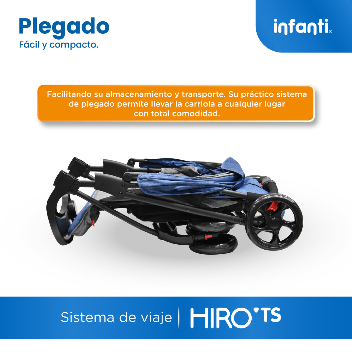 Carriola Travel System Hiro TS Con Portabebé y Plegado a Una Mano, Infanti.