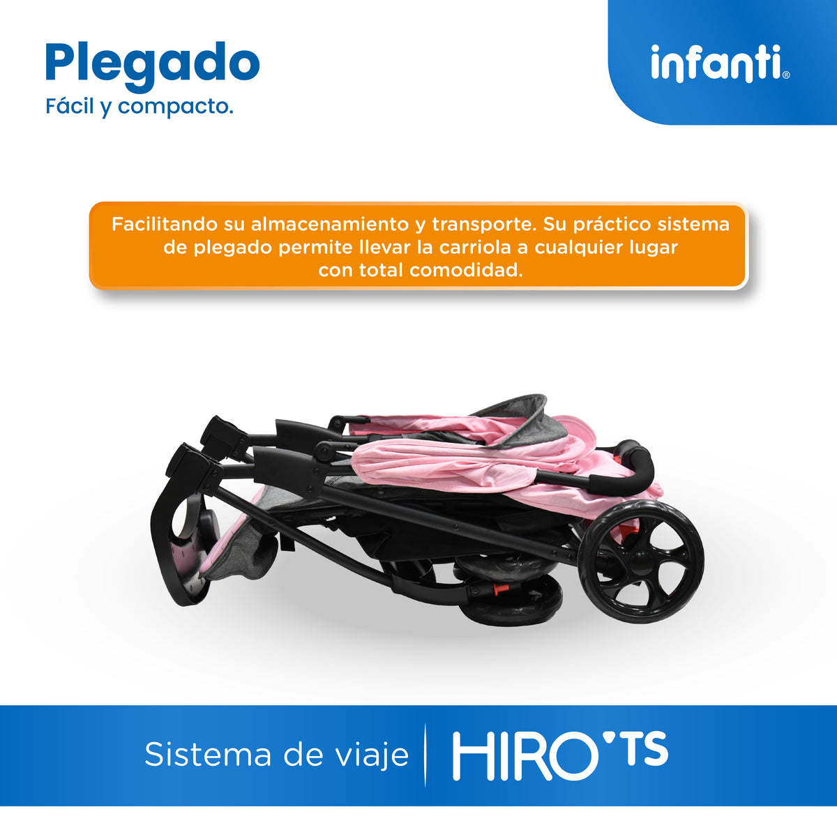 Carriola Travel System Hiro TS Con Portabebé y Plegado a Una Mano, Infanti.
