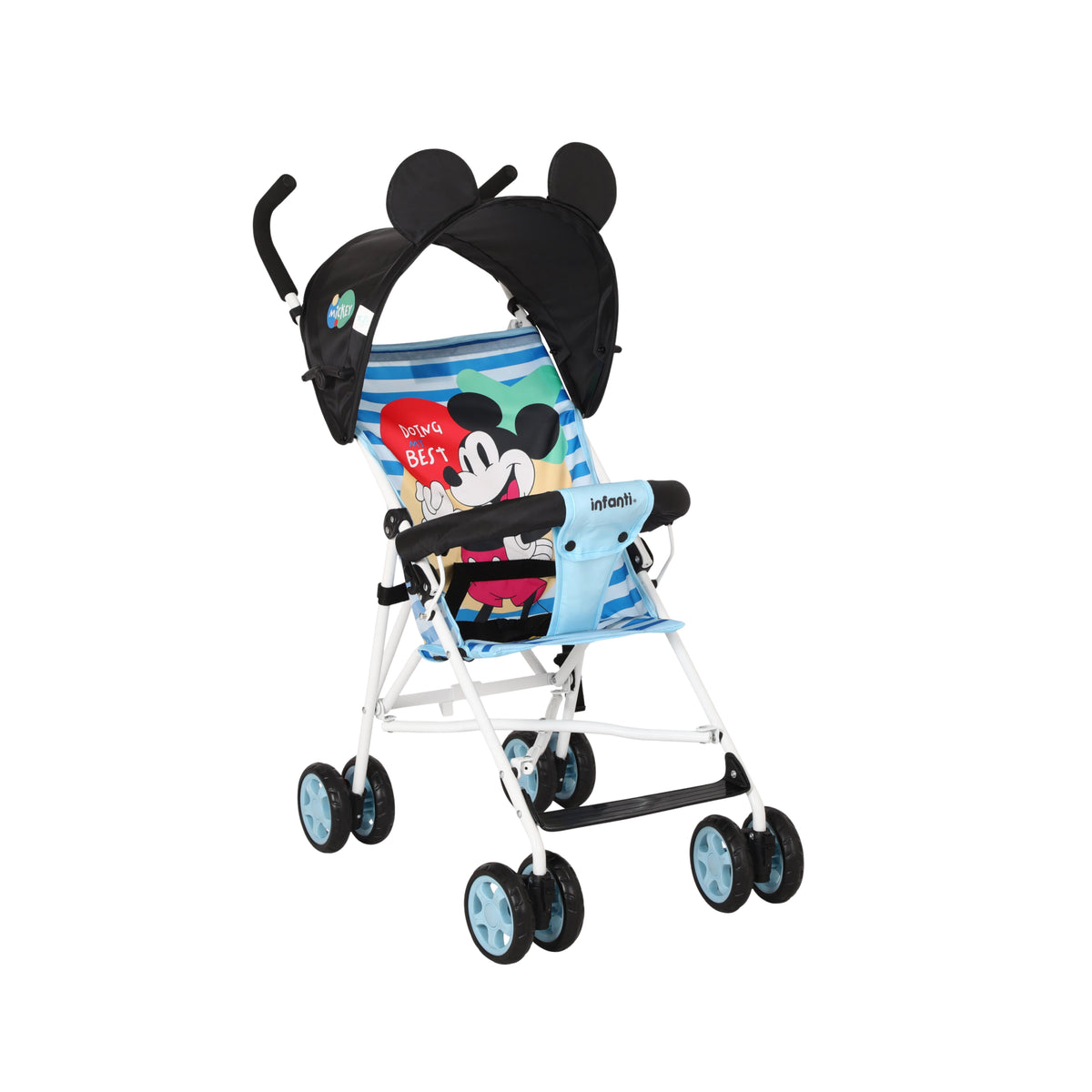 Carriola de Bastón Mickey y Minnie Con Plegado Compacto y Arnés de 3 Puntos