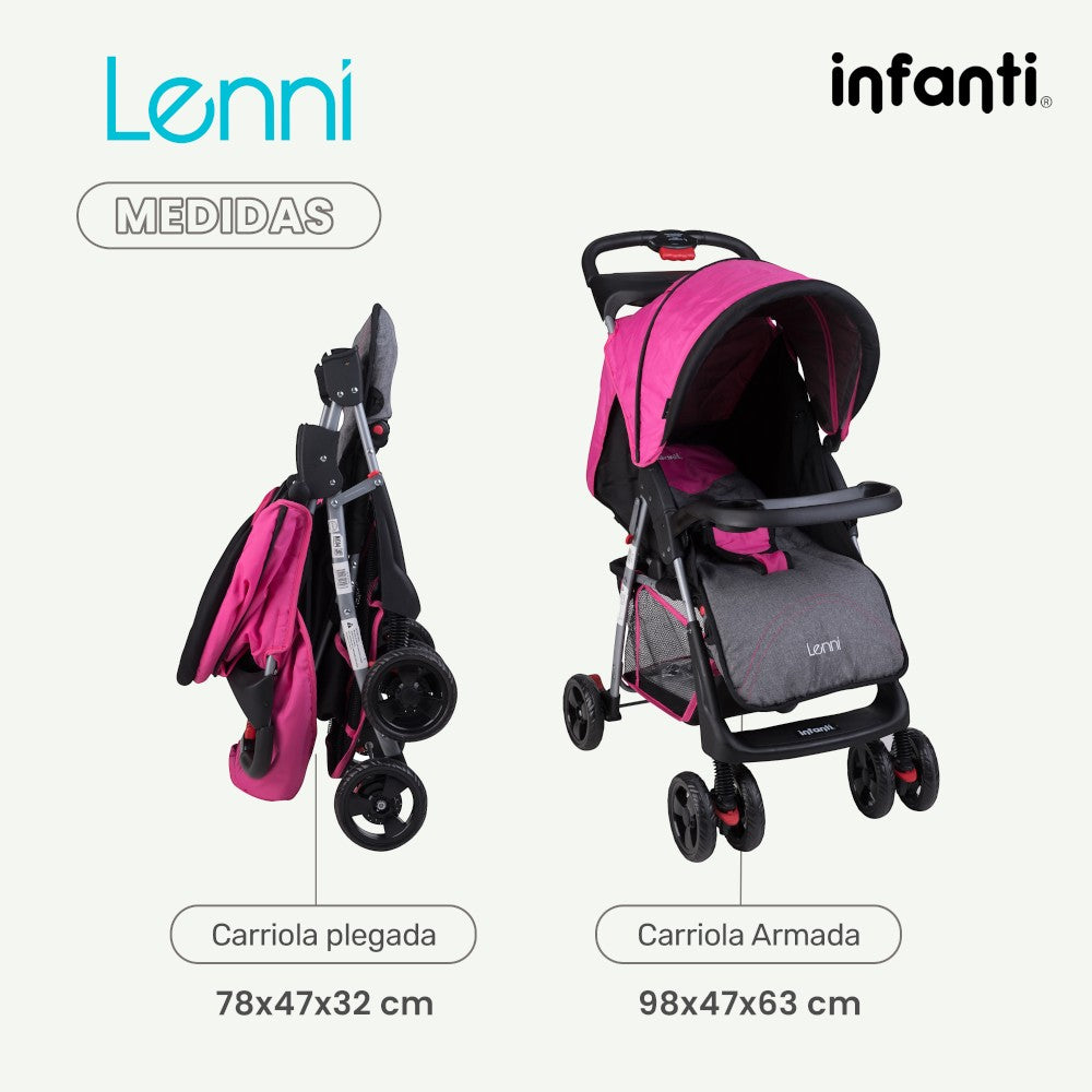 Carriola Travel System Lenni Con Portabebé y Plegado a Una Mano