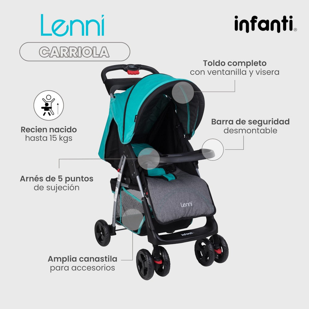 Carriola Travel System Lenni Con Portabebé y Plegado a Una Mano