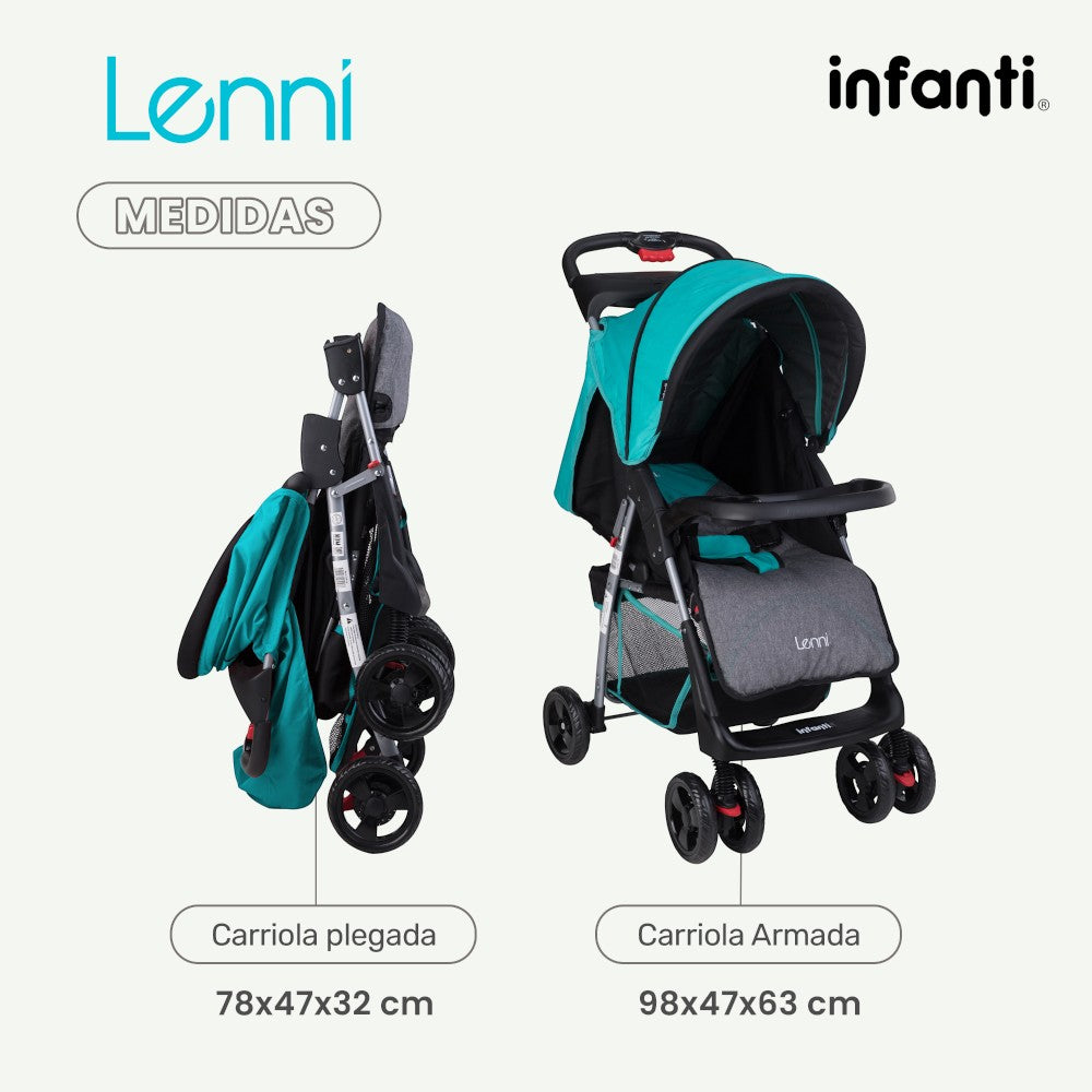 Carriola Travel System Lenni Con Portabebé y Plegado a Una Mano