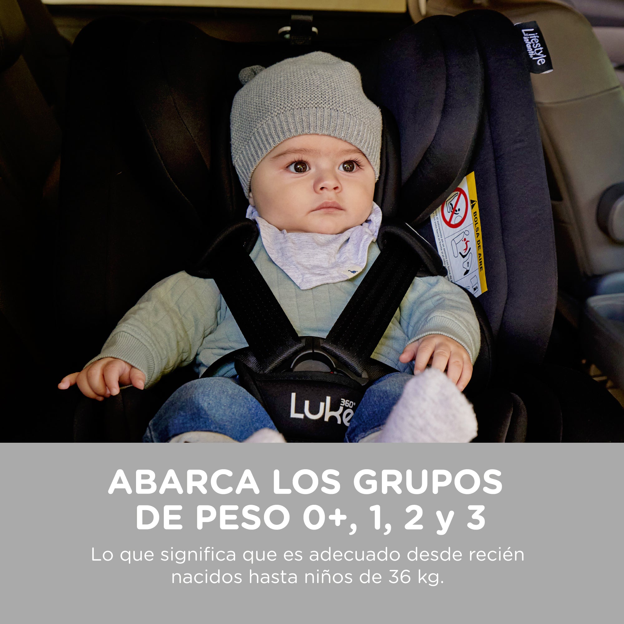 Autoasiento Luke Negro Grupo 0+,1,2,3 Isofix Infanti