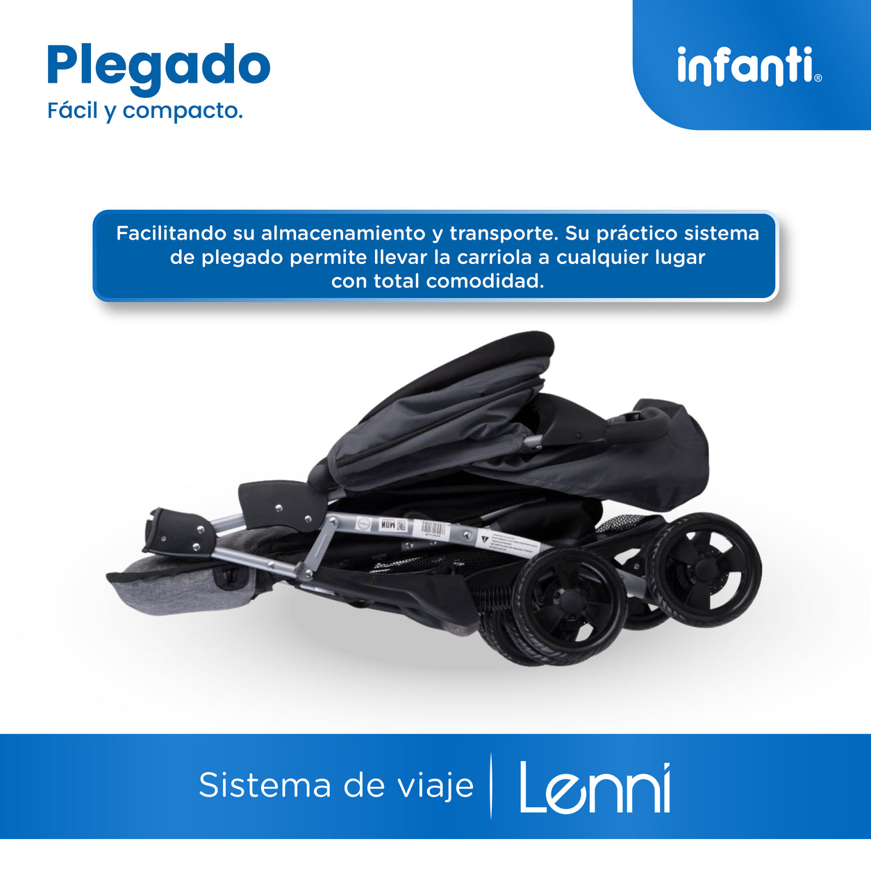 Carriola Travel System Lenni Con Portabebé y Plegado a Una Mano