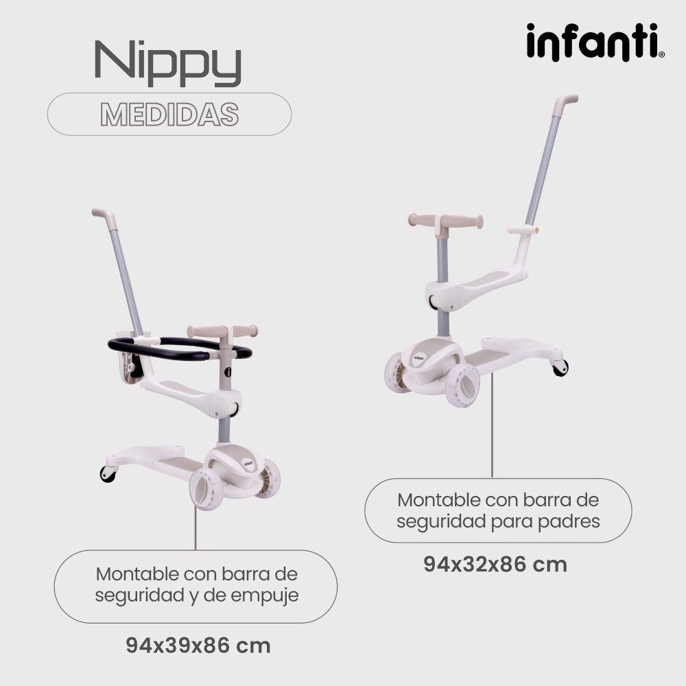 Infanti Patín - Montable 4 En 1 Nippy Con Barra De Seguridad