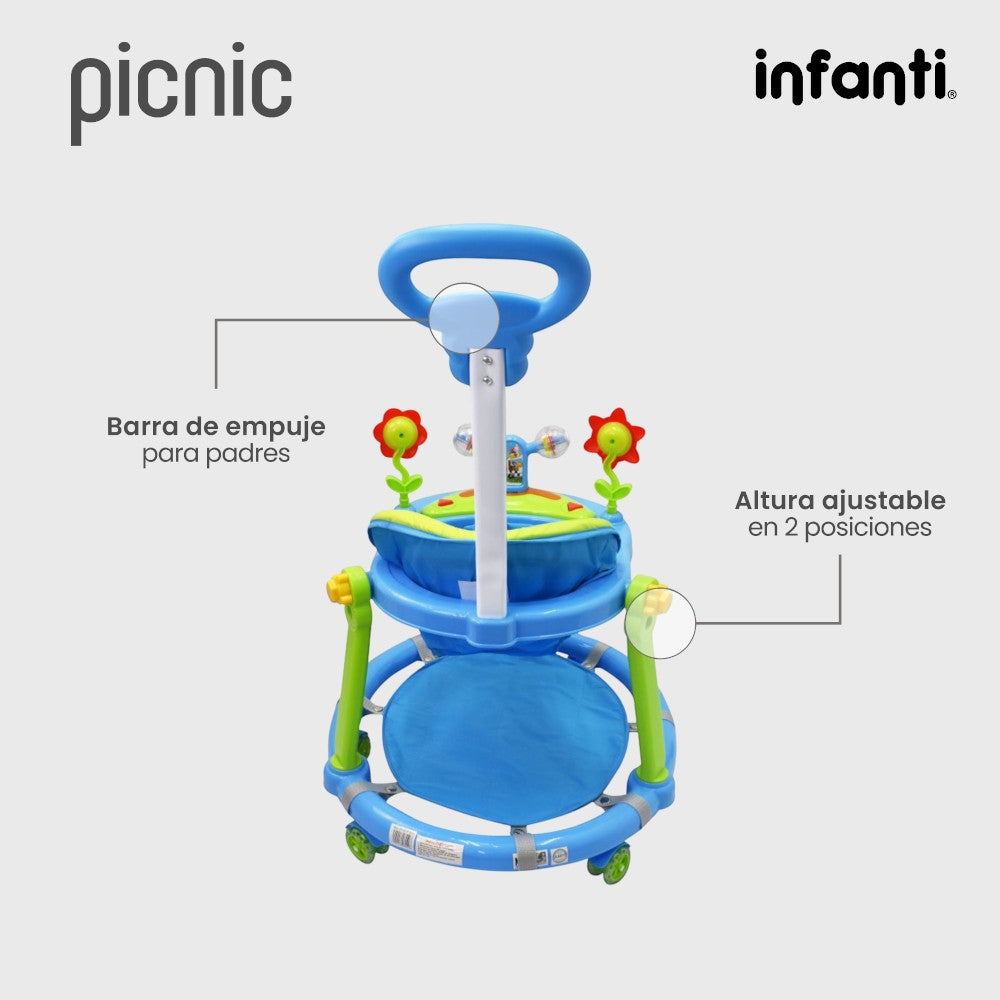 Andadera Picnic Infanti Plegable Para Bebé Con Barra De Empuje
