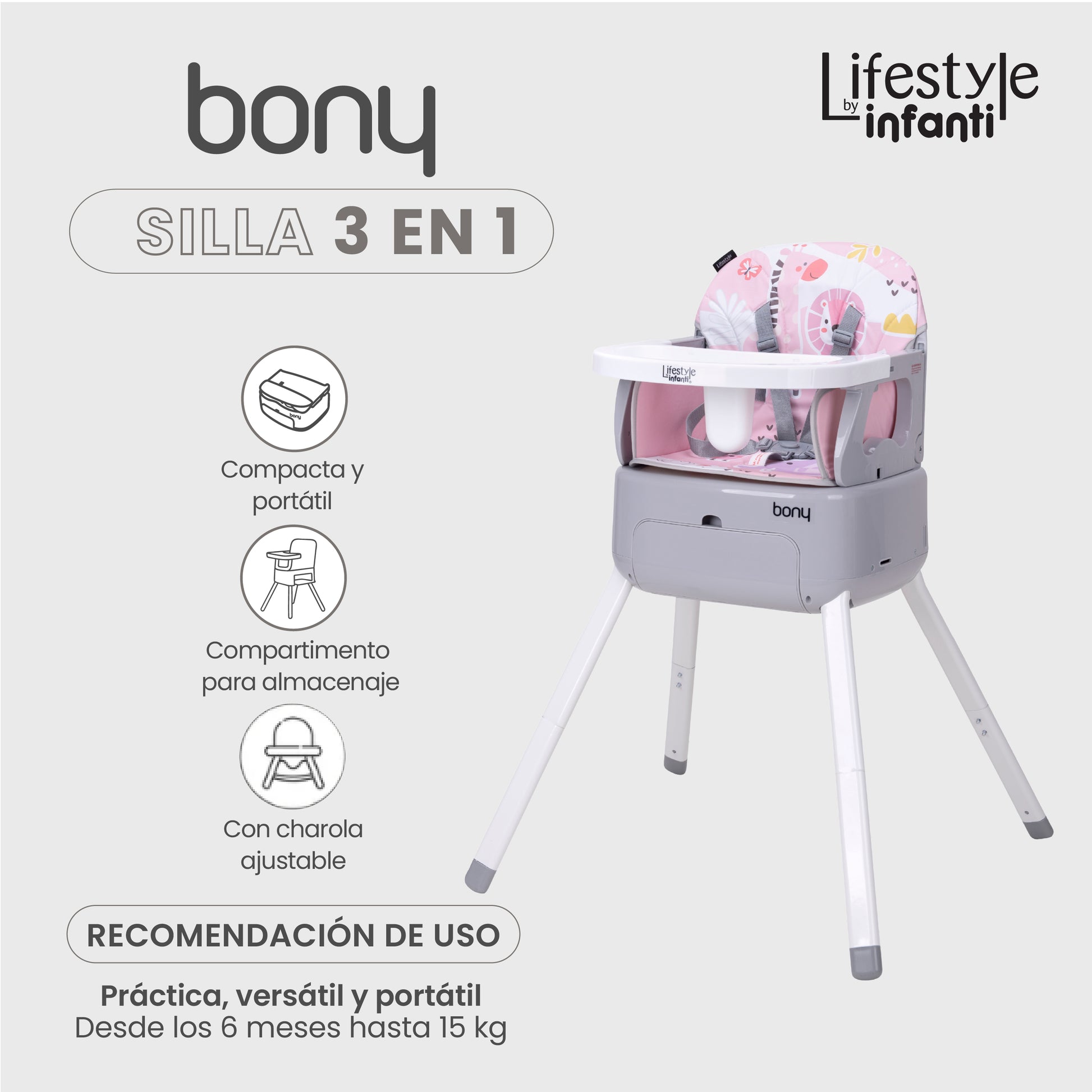 Silla 3 En 1 Bony Para Bebé Lifestyle By Infanti