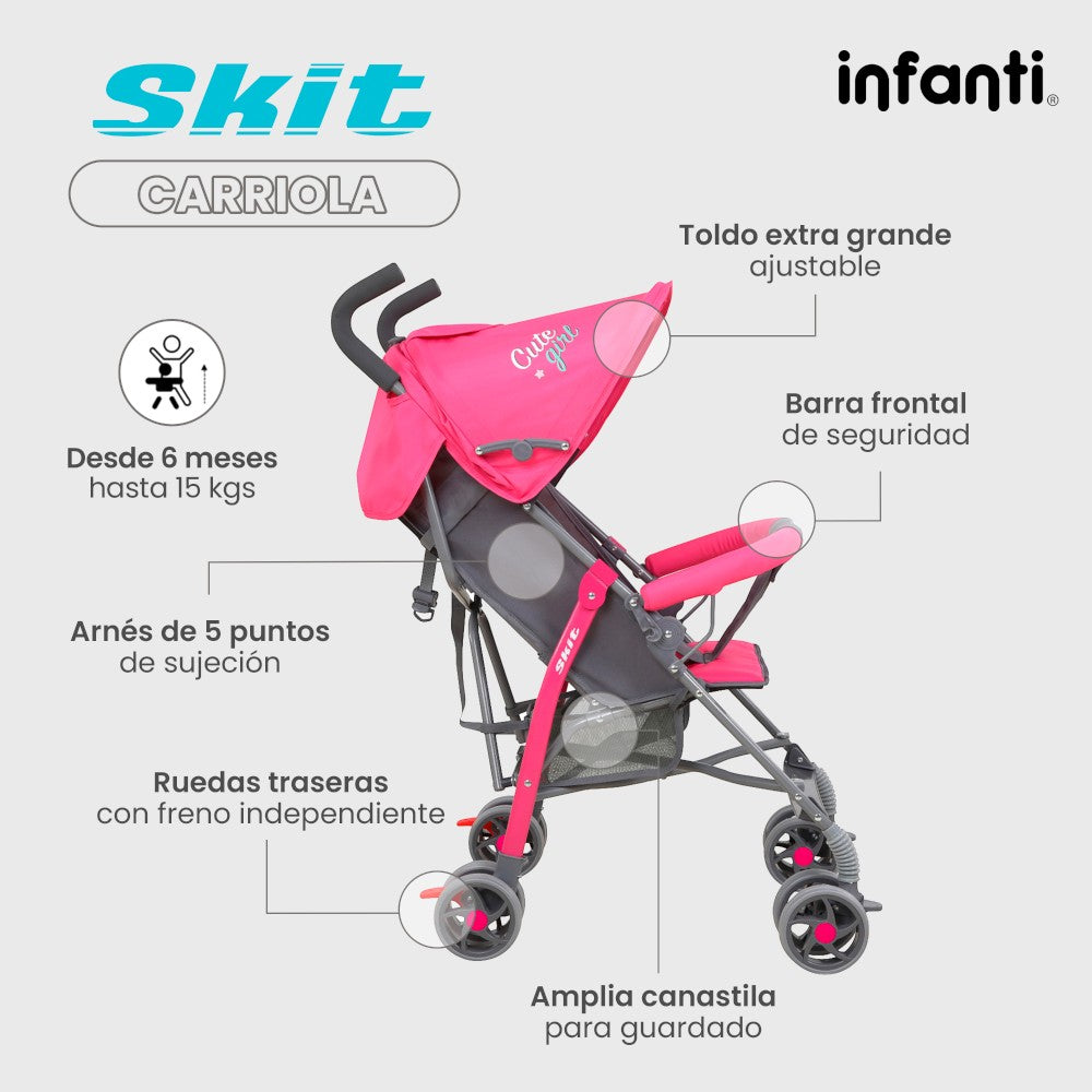 Infanti Carriola De Bastón Skit Ligera y Portátil